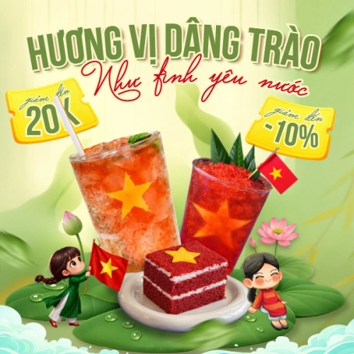 Mẫu thiết kế B&agrave;i post MXH vu&ocirc;ng Hương vị d&acirc;ng tr&agrave;o như t&igrave;nh y&ecirc;u nước 1781668040